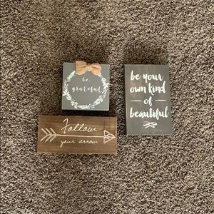 set of three small wall decor pieces